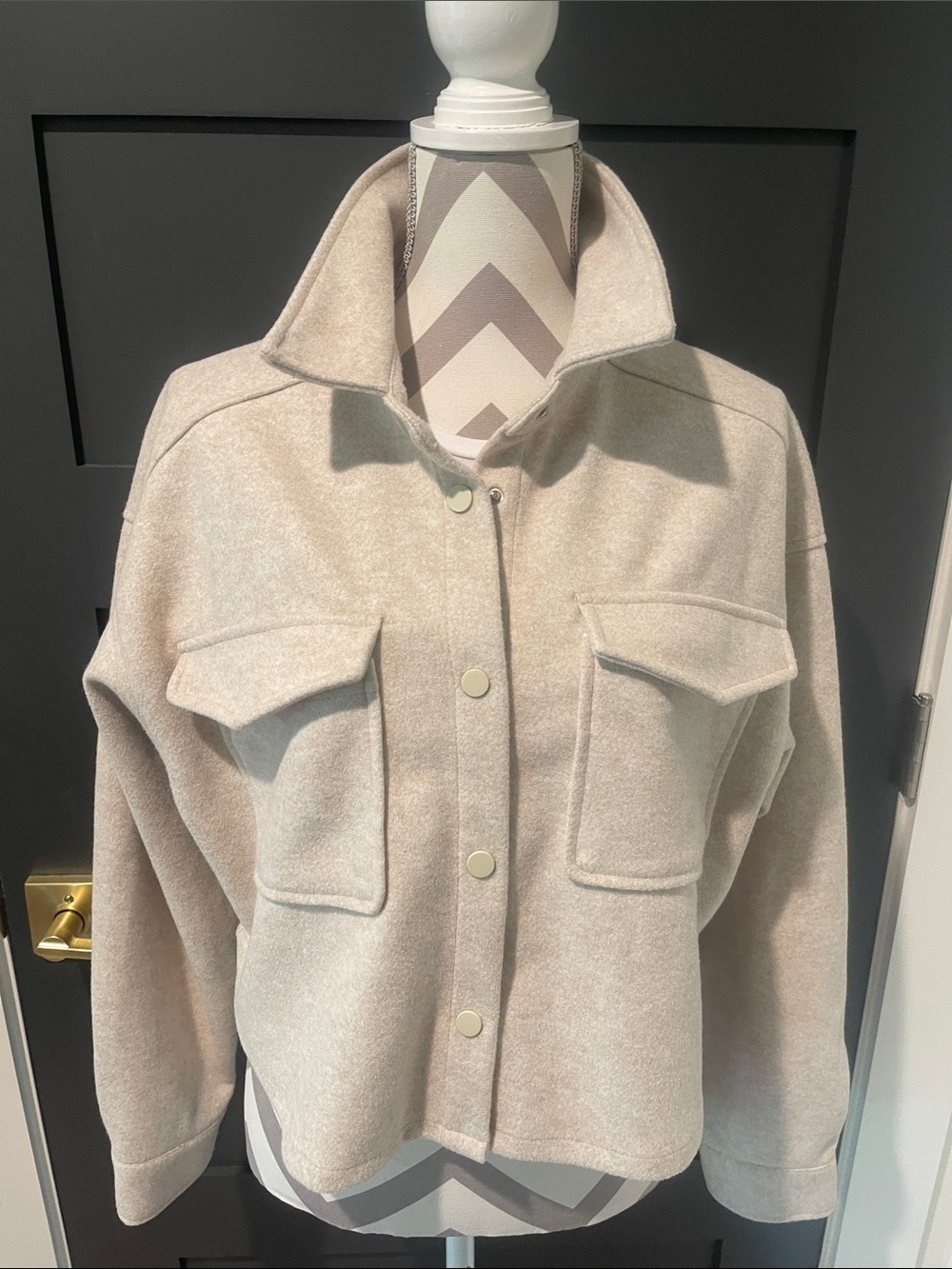 AKIRA Cropped Utility Fleece Shacket Jacket Size L